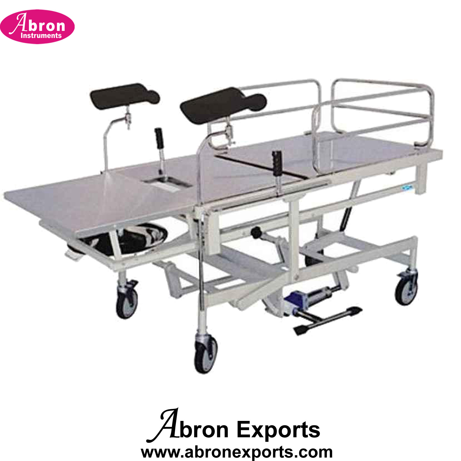 Gynecological Delivery Obsteric Labour Table Telescopic Adjustment Examination Table 180x6076 cm Labour And Delivery With Legs Wheels Support Abron ABM-2714GTA 